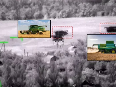 Armata rusă își face propagandă pentru că a distrus un tractor Foto: Twitter