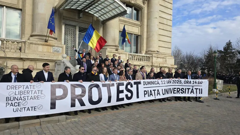 Protest organizat în București, de AUR (sursa: Facebook/George Simion)