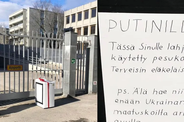 Un pensionar finlandez i-a donat lui Putin o mașină de spălat, ca să nu mai jefuiască Ucraina Foto: Yle.fi