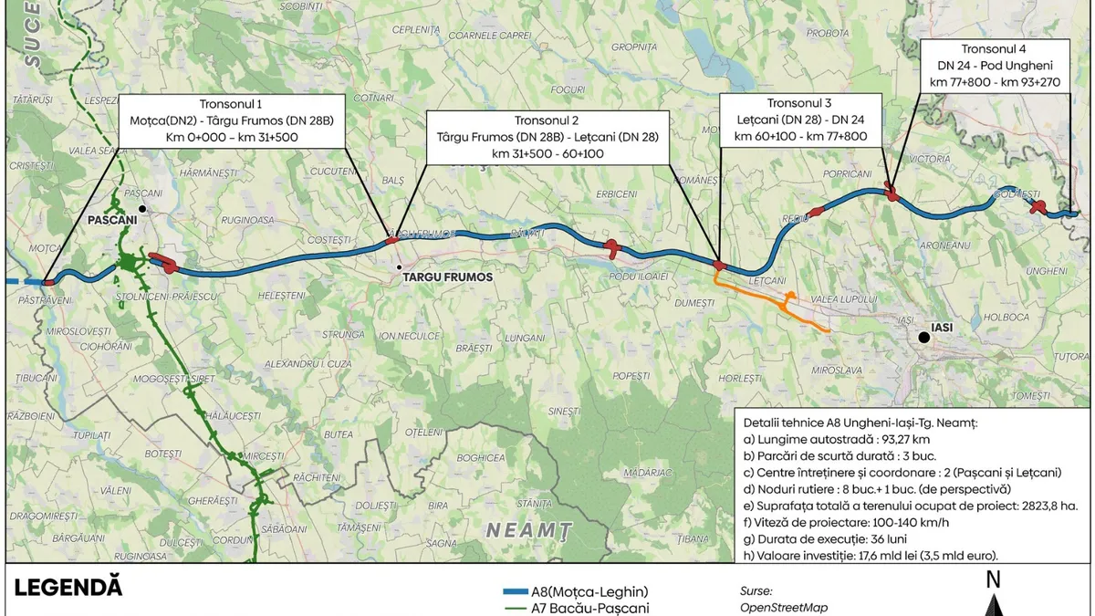 Autostrada A8, noduri puține în Iași (sursa: ziaruldeiasi.ro)