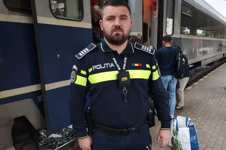 Polițistul care comunică prin limbajul semnelor (sursa: ziaruldeiasi.ro)