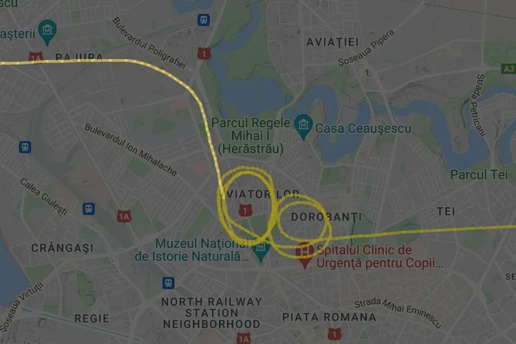 Elicopter militar, survol al Ambasadei Rusiei (sursa: flightradar24.com)