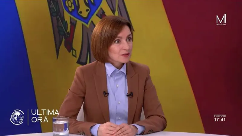 Reacția Maiei Sandu, surprinsă de cutremur( sursa: Facebook/TV Moldova1)