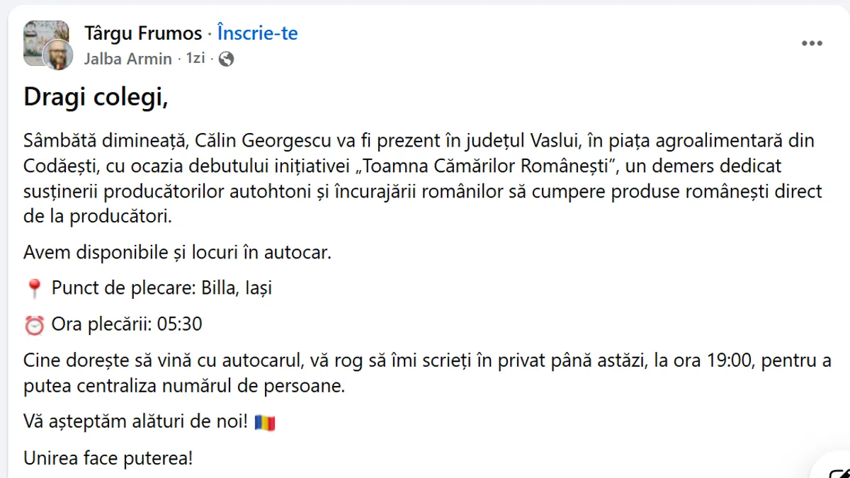Mesaj de mobilizare pro-Georgescu