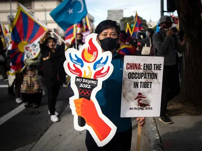 Protest al tibetanilor față de Jocurile rușinii de la Beijing (sursă: Facebook)