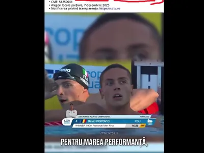 Băluță s-a folosit de imaginea lui David Popovici și a Dianei Mocanu într-un clip electoral Foto: Captură video