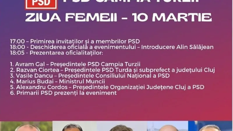 PSD a sărbătorit Ziua Femeii fără nici o femeie. Marius Budăi, acuzat că și-a hărțuit colegele, printre vorbitorii la eveniment