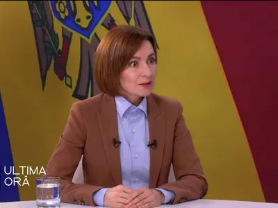 Reacția Maiei Sandu, surprinsă de cutremur( sursa: Facebook/TV Moldova1)