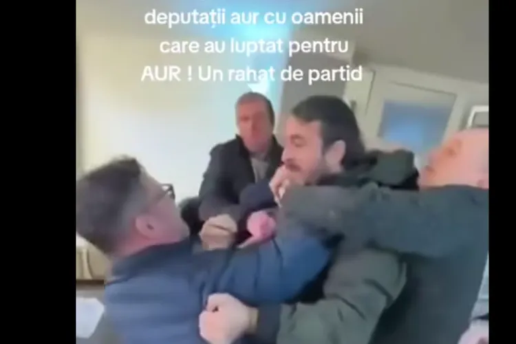 Liderul AUR Dan Tanasă este scos din pumnii unui coleg furios Foto: captură video