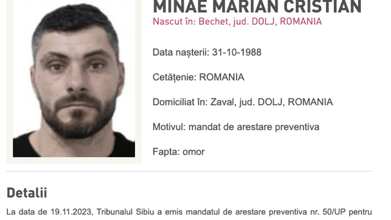 Ucigașul afaceristului sibian, eliberat de judecător (sursa: Poliția Română)