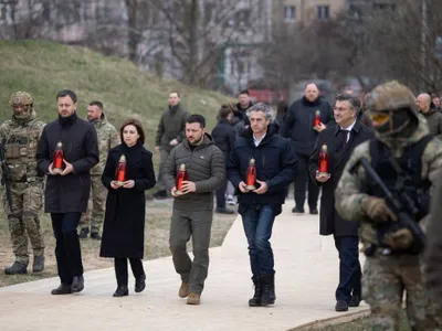 Maia Sandu, la Bucha, alături de Zelenski Foto: Twitter