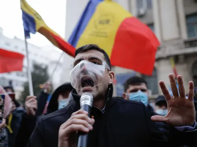 Protestul AUR a durat 35 de secunde Foto: Inquam/ George Călin