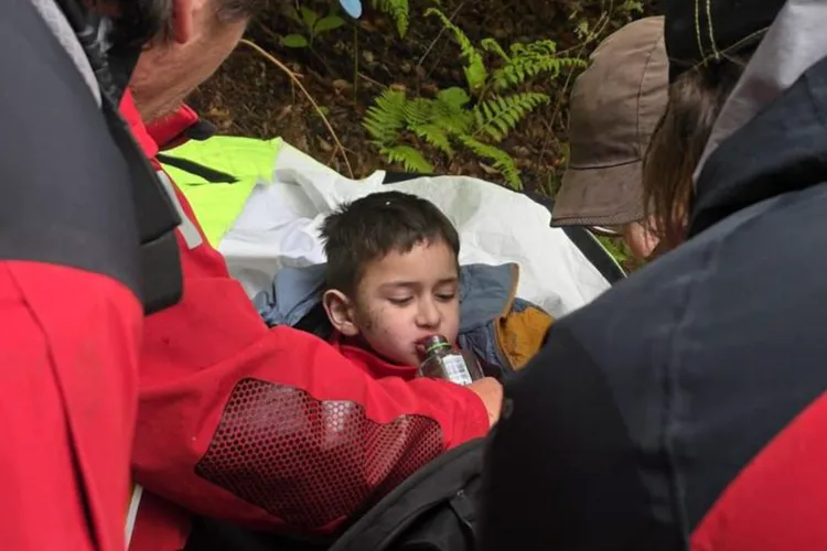 Alex a fost găsit după 40 de ore în care a fost singur în pădure în zona Sebeșu de Jos din județul Sibiu (sursa: oradesibiu.ro)