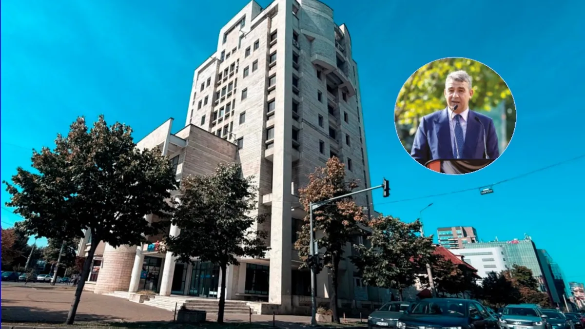 sediul central al BCR din Iași și figura lui Iulian Dascălu în medalion