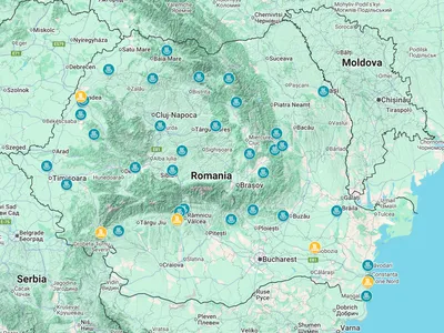 Harta stațiunilor balneare din România (sursa: turism.gov.ro)