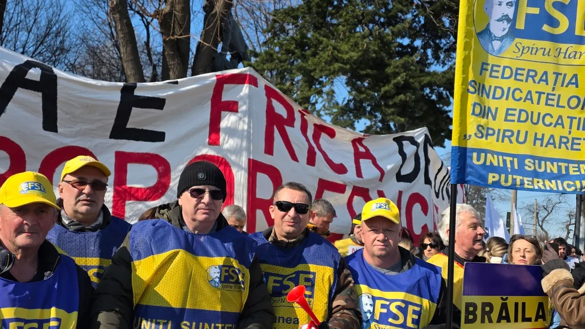 Simulările examenelor naționale, perturbate de protestul profesorilor (sursa: Facebook/Federatia Sindicatelor din Educație „Spiru Haret”)