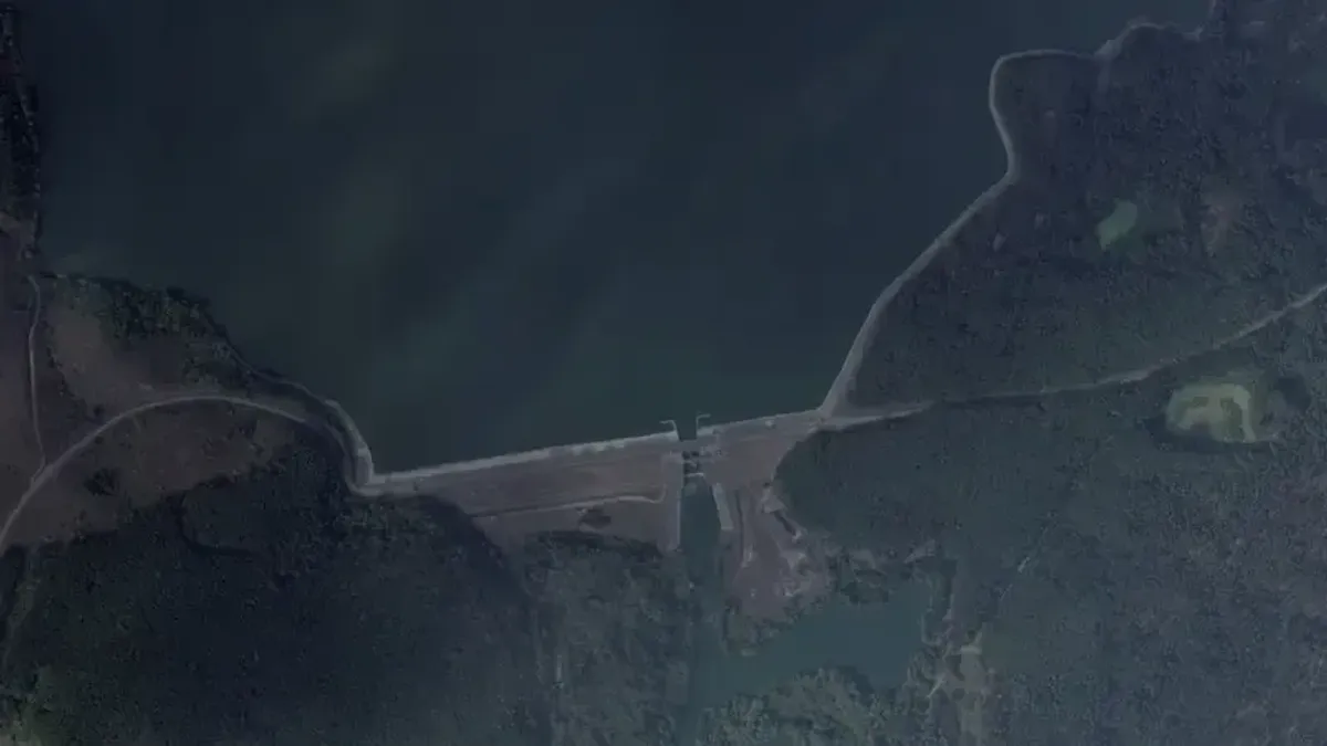 Baraj din Belgorod, avariat de drone ucrainene (sursa: Planet Labs PBC)