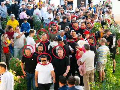 FOTO Călin Georgescu și soția, la biserică, înconjurați de vreo 12 gealați, în rol de bodyguarzi. Nicușor Dan și familia, cu 3-4 gărzi, în Făgăraș