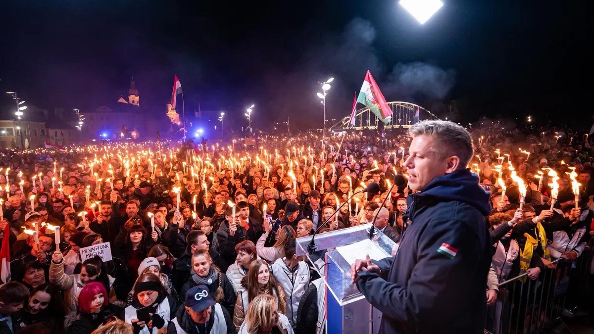 Péter Magyar, prima conferință după vot (sursa: Facebook/Péter Magyar)