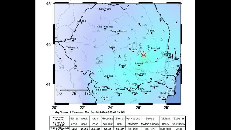 Magnitudinea cutremurului produs în Buzău, revizuită (sursa: Facebook/nstitutul Național de Cercetare-Dezvoltare pentru Fizica Pământului)