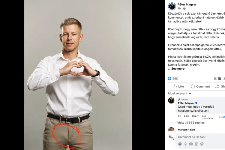 Péter Magyar, liderul opoziției maghiare, într-o dispoziție tandră (sursa: Facebook/Péter Magyar)