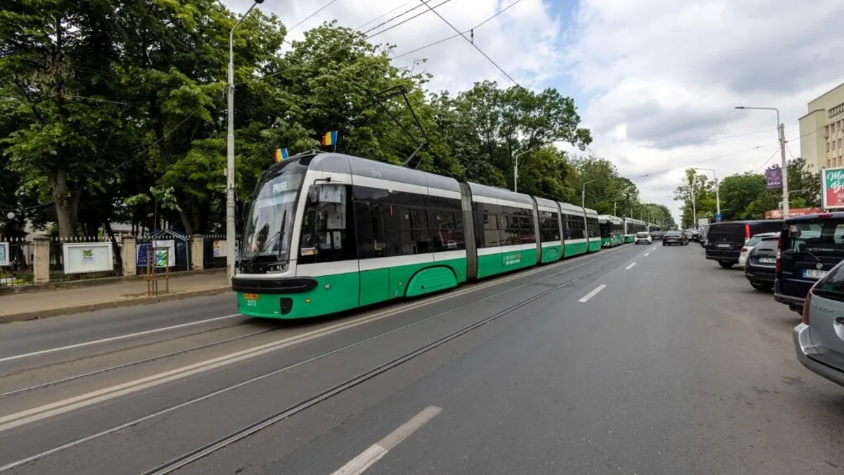 Tramvai pe bulevardul Copou din Iași