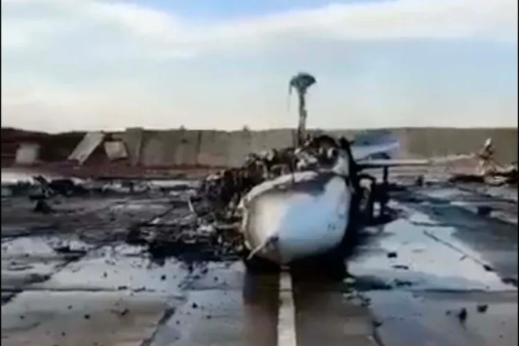 Cea mai dură lovitură dată aviației lui Putin Foto: Captură video Twitter