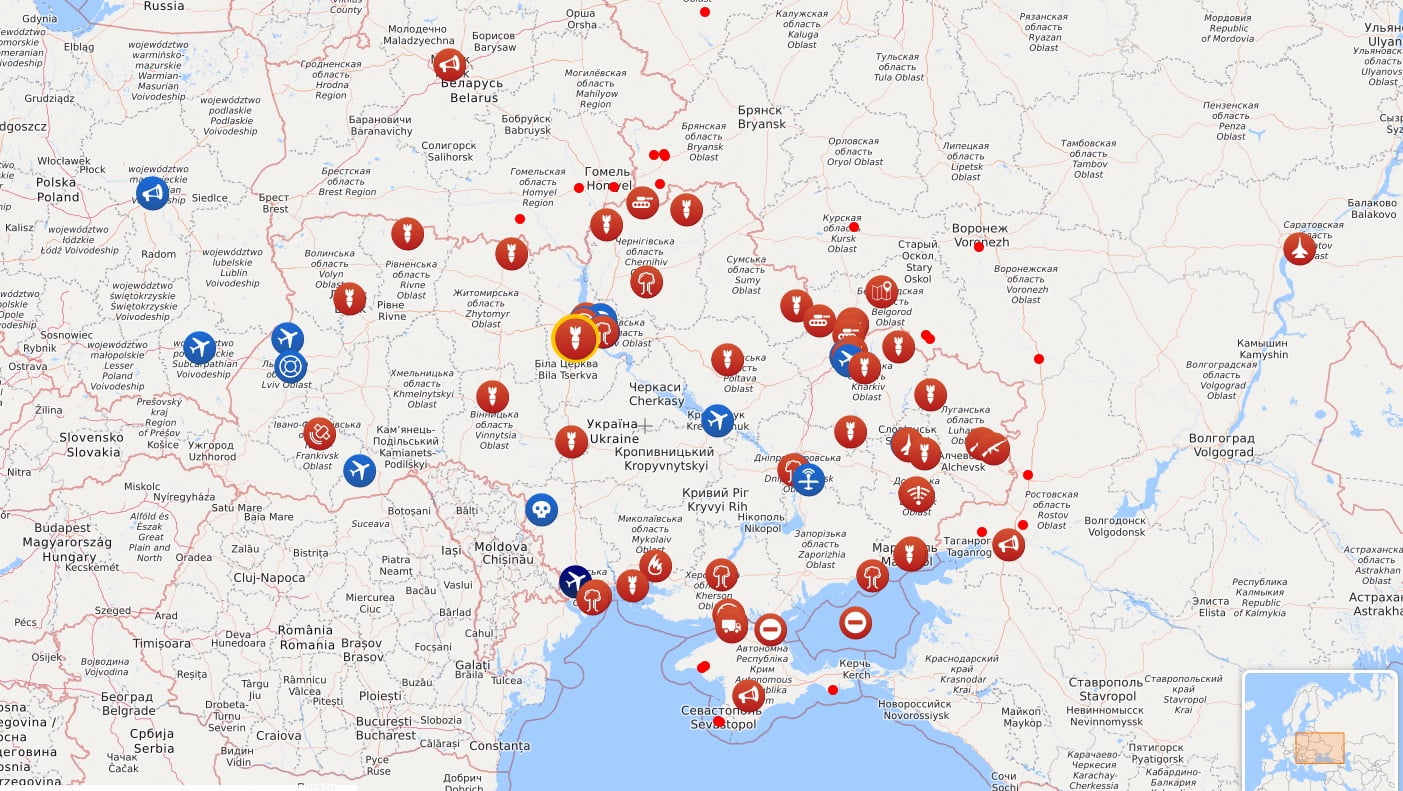 Harta atacurilor rusești în Ucraina