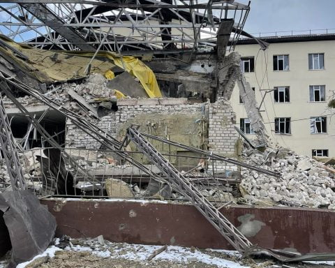 Spital distrus de trupele rusești, în Izium